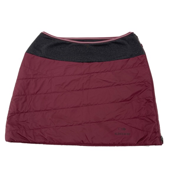 Eider Puffer Skirt Womens 6 Maroon Gray Side Zip - Picture 1 of 8